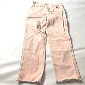 Madewell Size 26 Garment Dyed Straight Leg Jeans H5825 Raw Hem Womens Pink